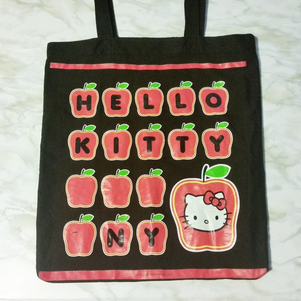 Vintage Hello Kitty Big Apple NY Black Tote Bag